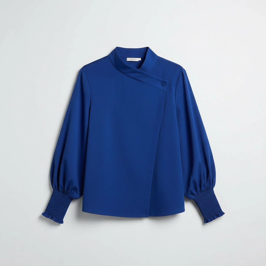 Women’s Asymmetric Neck Balloon Sleeve Blouse