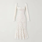 Lace Wedding Guest Dress with Sleeves White 7