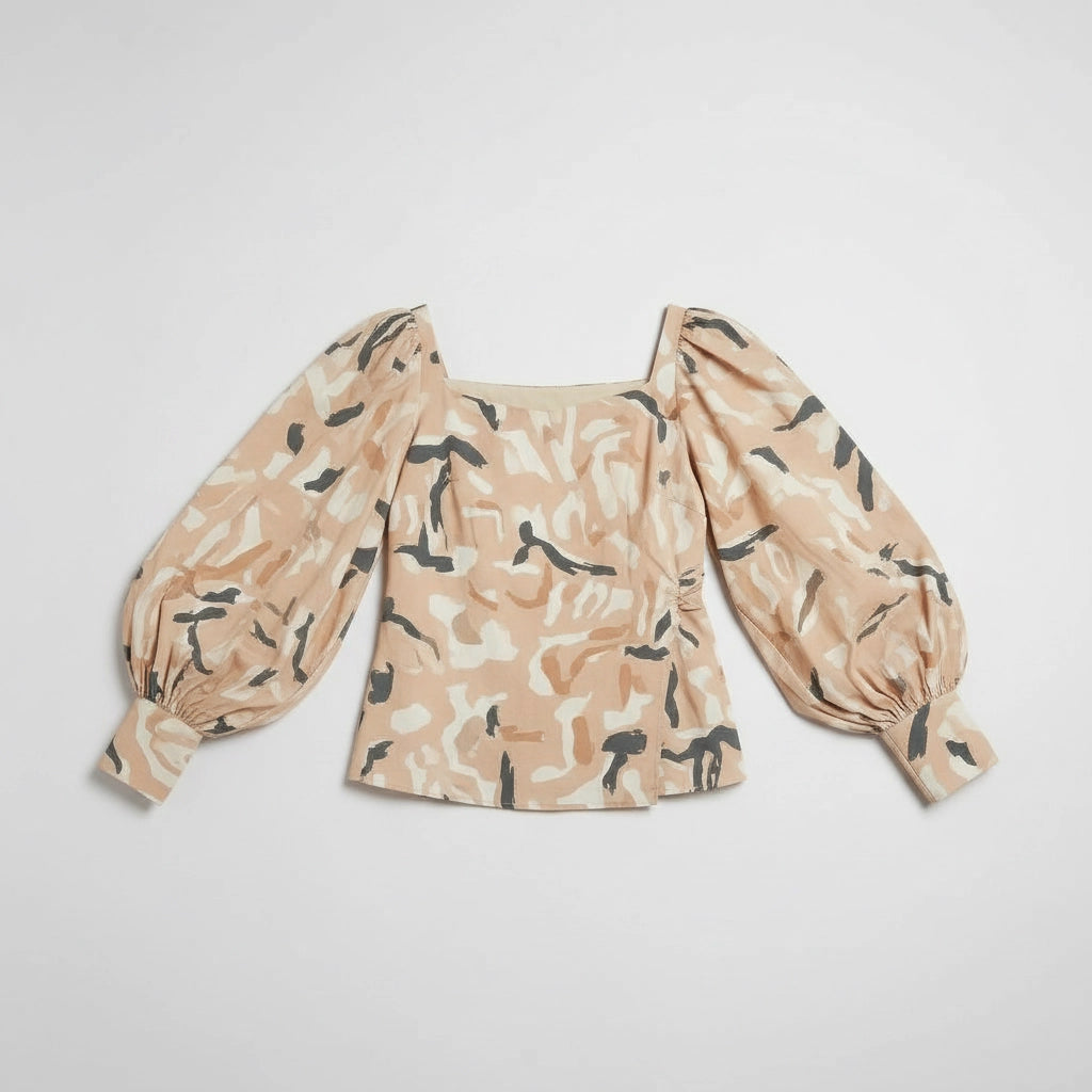 Square Neck Puff Sleeve Blouse