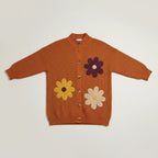 Longline Relaxed Fit Cardigan with Flower Appliqué