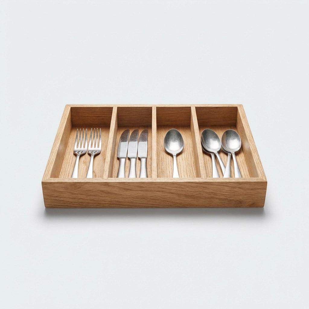 Rectangular Wooden Cutlery Tray