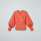Women's Wrap Blouse with Puff Sleeves