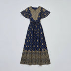 Women’s Boho Print Maxi Dress With Tie Waist