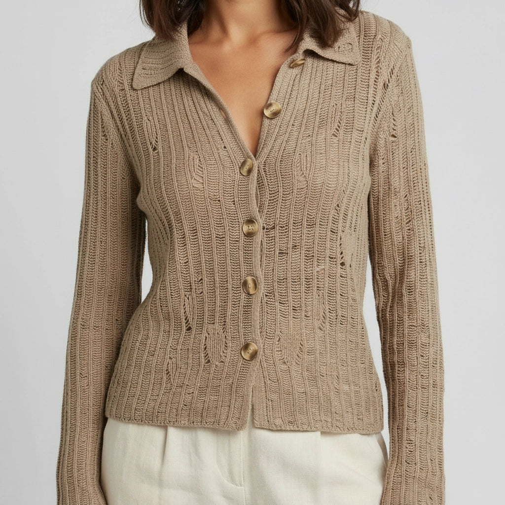 V-Neck Cable Knit Cardigan