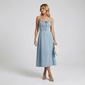 Women’s Denim Spaghetti Strap Midi Dress