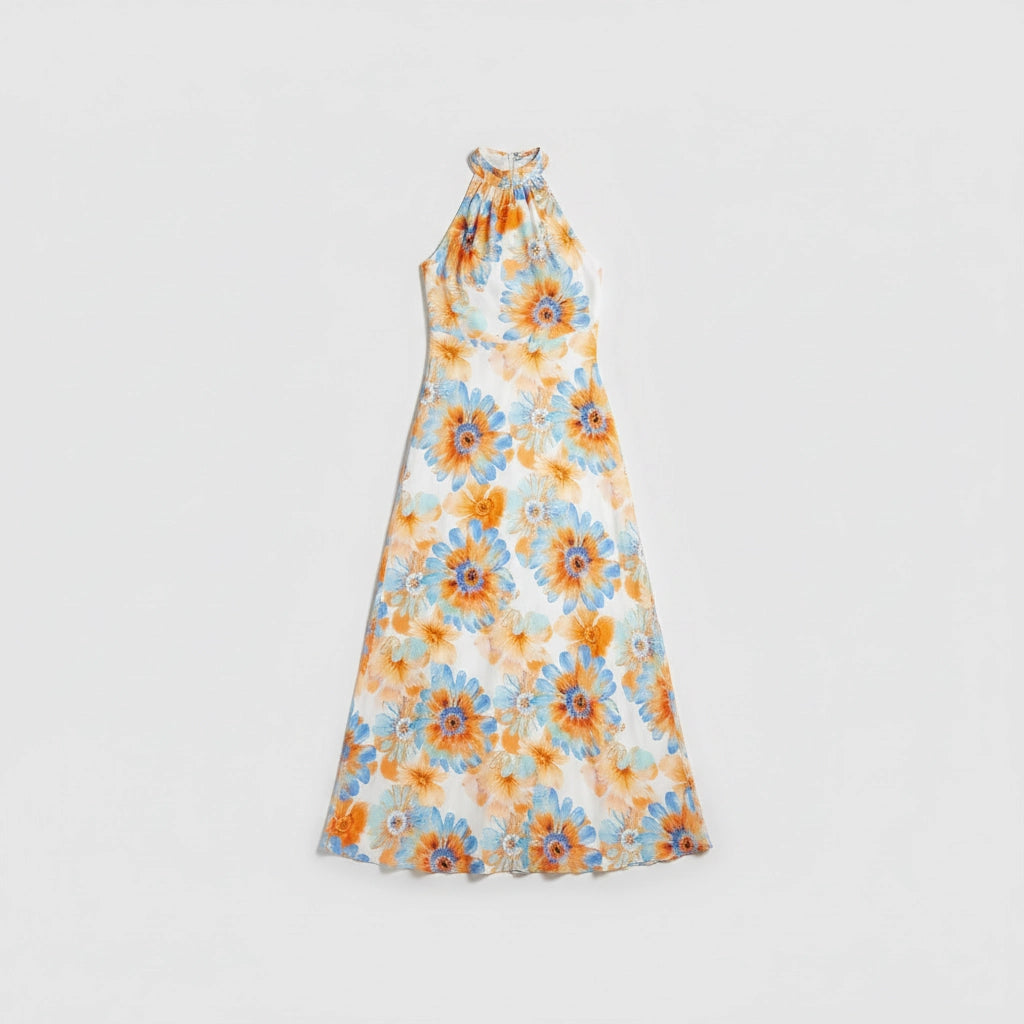 Women’s Floral Halter Neck Maxi Dress