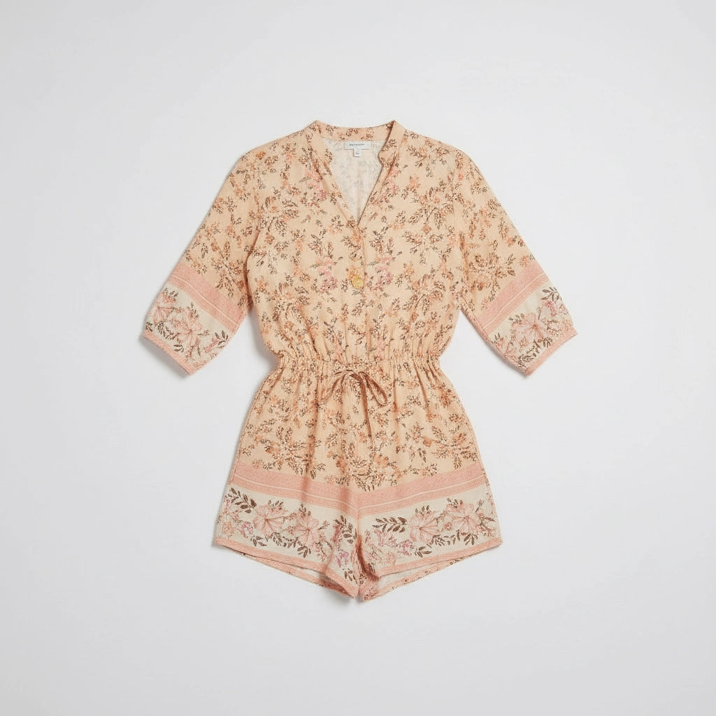 Women's Floral Playsuit with 3/4 Sleeves