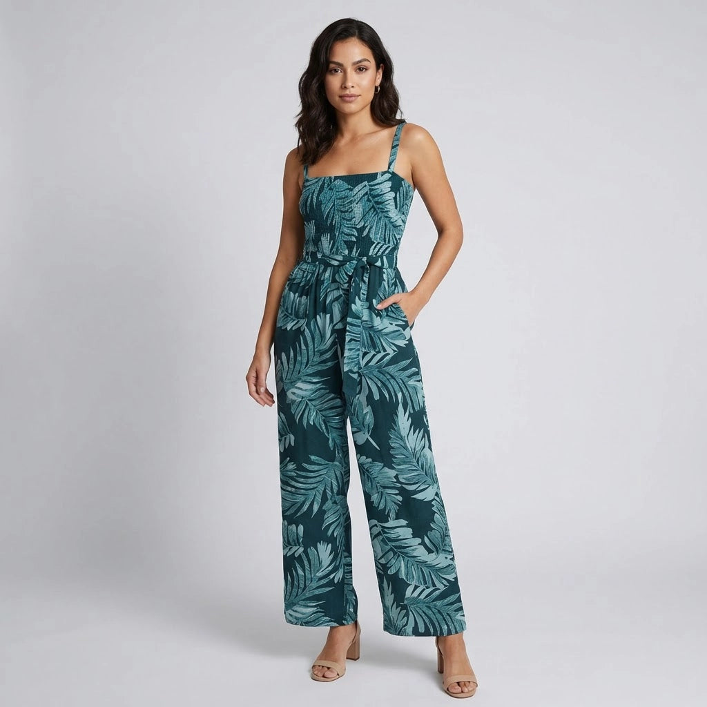 Women's Wide Leg Relaxed Fit Spaghetti Strap Jumpsuit