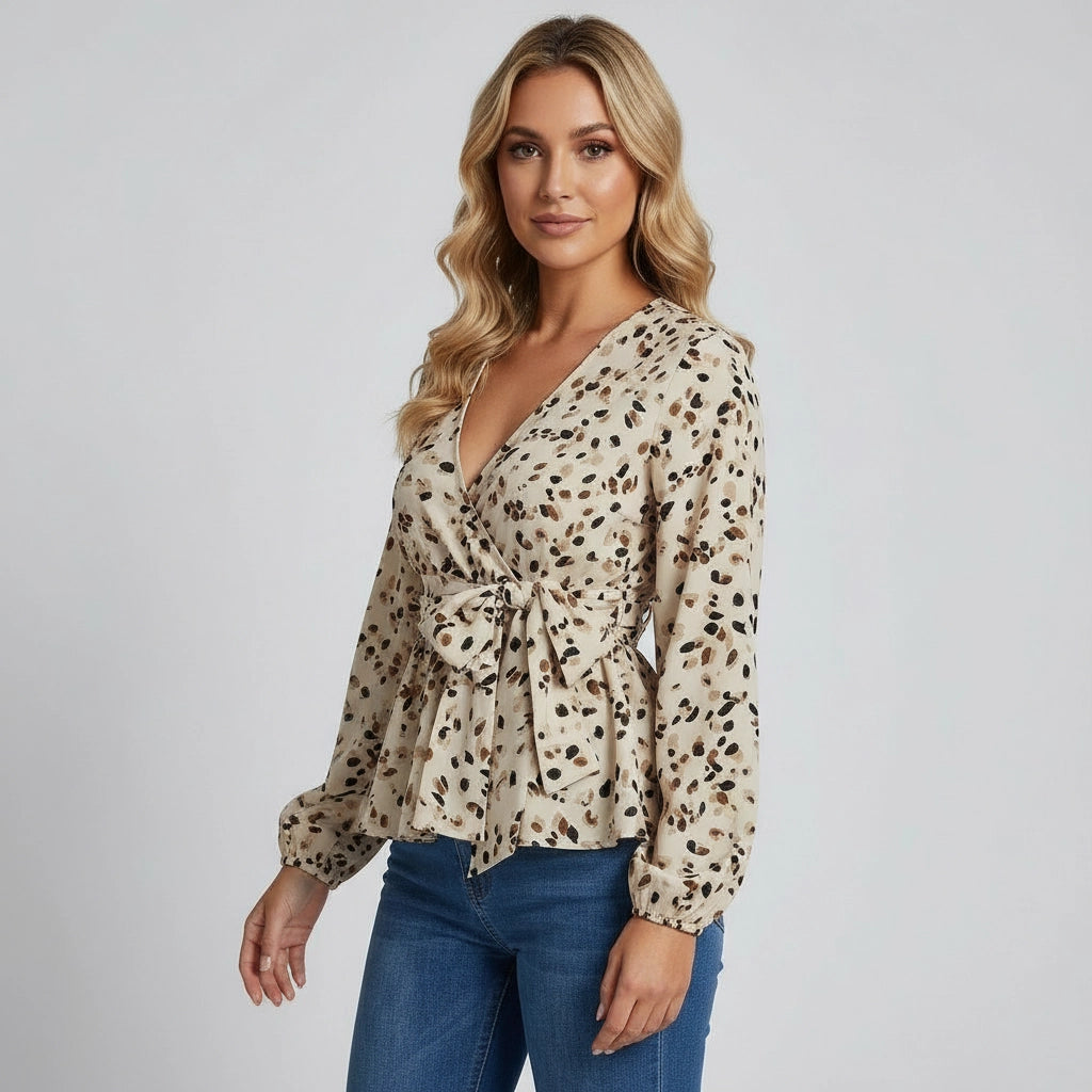Wrap Blouse with Tie Waist