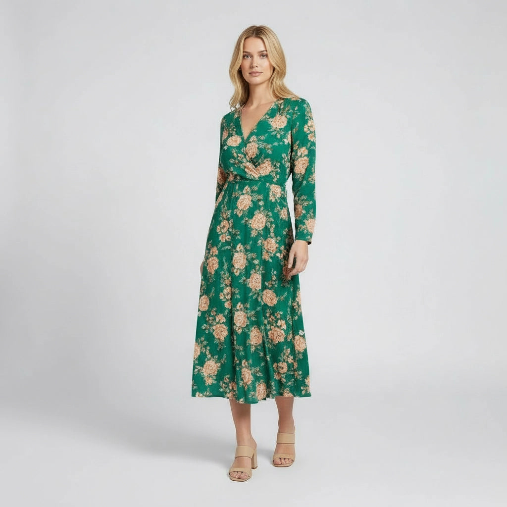Women’s Wrap Style Floral Midi Dress