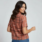 Boxy Geometric Print Top