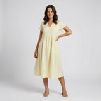 Women's V-Neck Gingham Midi Dress