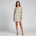 Women's Floral Shift Dress With Long Sleeves