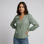 Women's V-Neck Blouse Long Sleeve