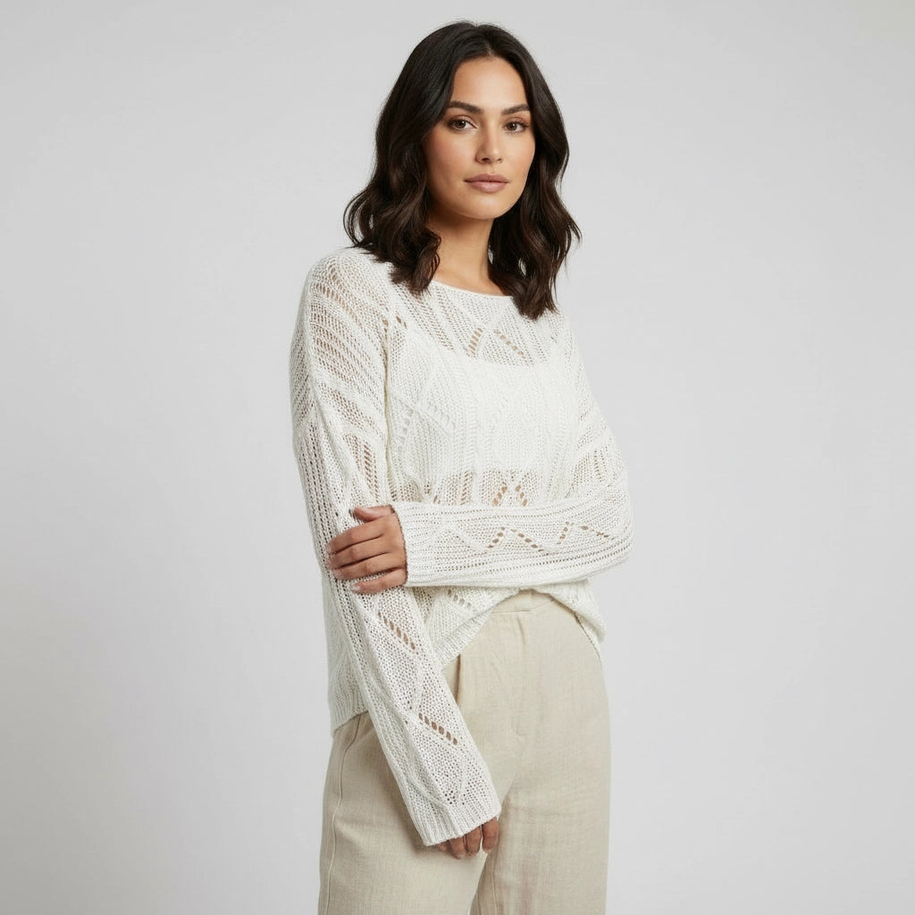 Women's Relaxed Fit Open-Knit Sweater