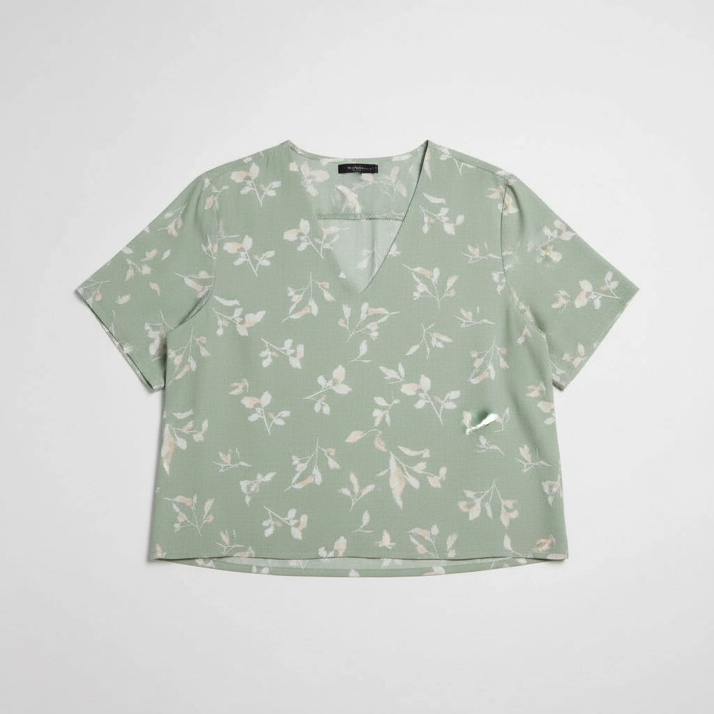 Floral V Neck Relaxed Fit Blouse