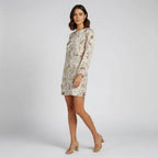 Women's Floral Shift Dress With Long Sleeves