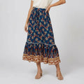 Women’s Boho Floral Tiered Midi Skirt