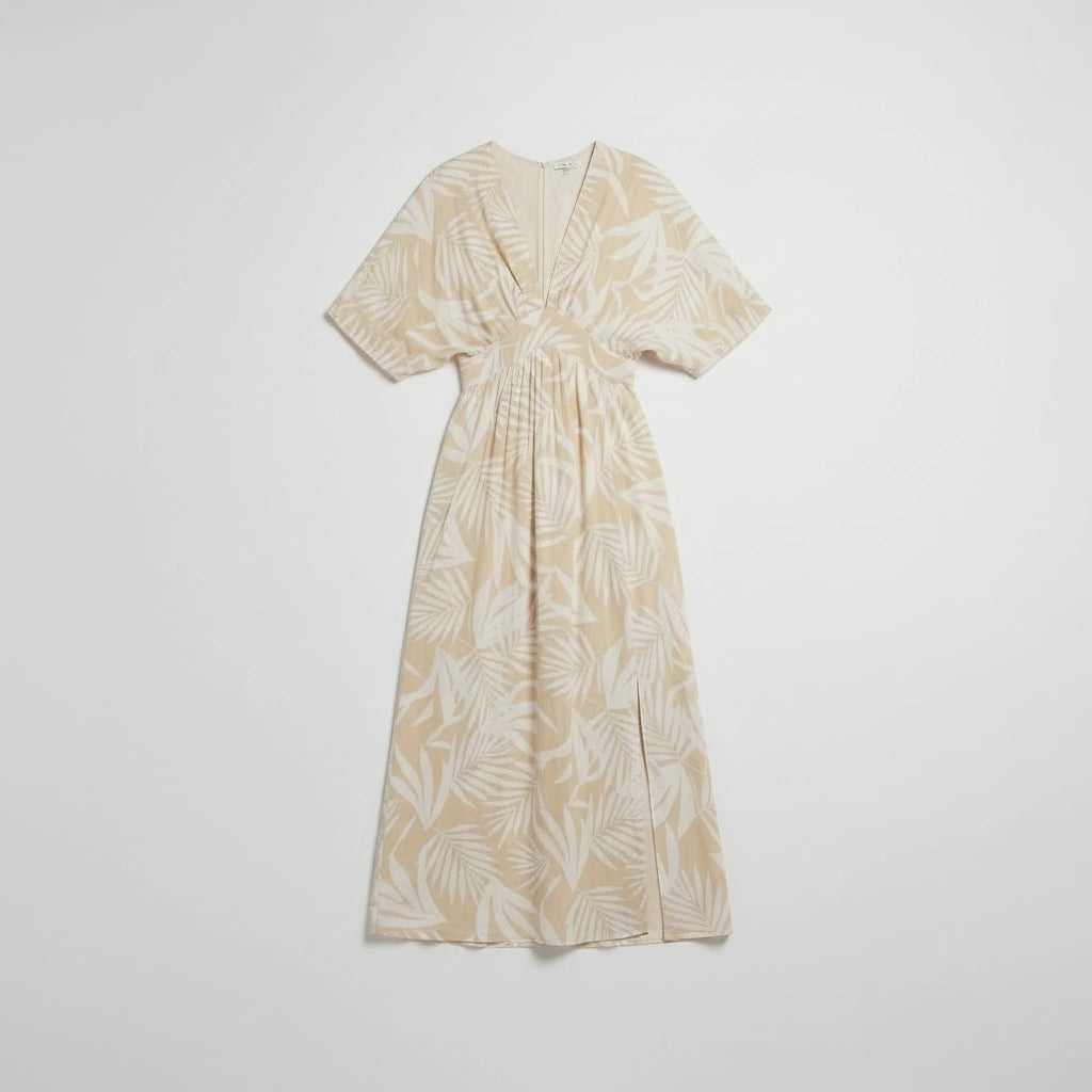 Women's A-Line Maxi Dress With 3/4 Sleeves