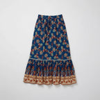 Women’s Boho Floral Tiered Midi Skirt
