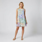 Patchwork A-Line Sleeveless Dress With Round-Neckline