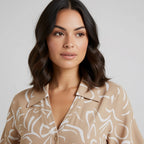 Women's A-Line Short Sleeve Midi Dress With Collar