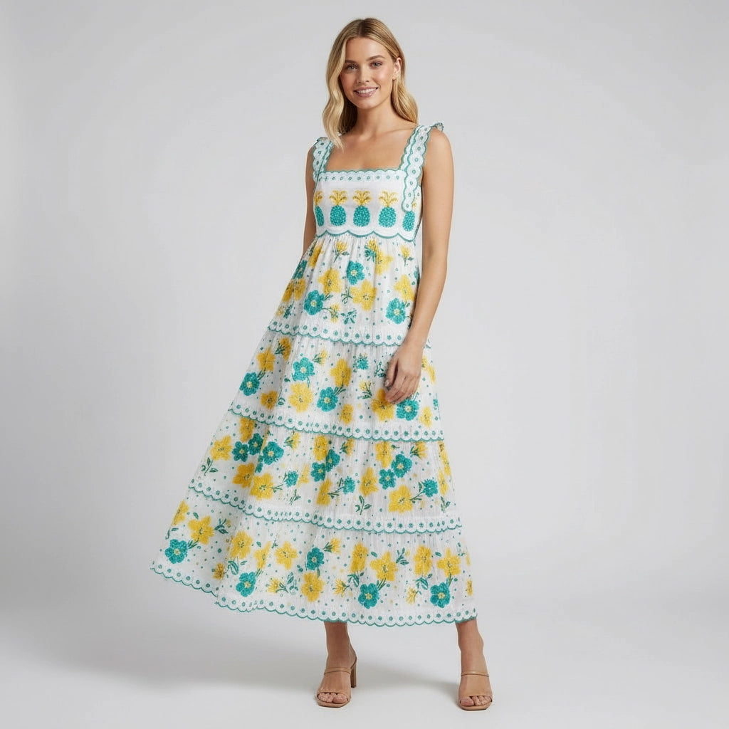 Women’s Sleeveless Pineapple Maxi Dress