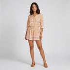 Women's Floral Playsuit with 3/4 Sleeves