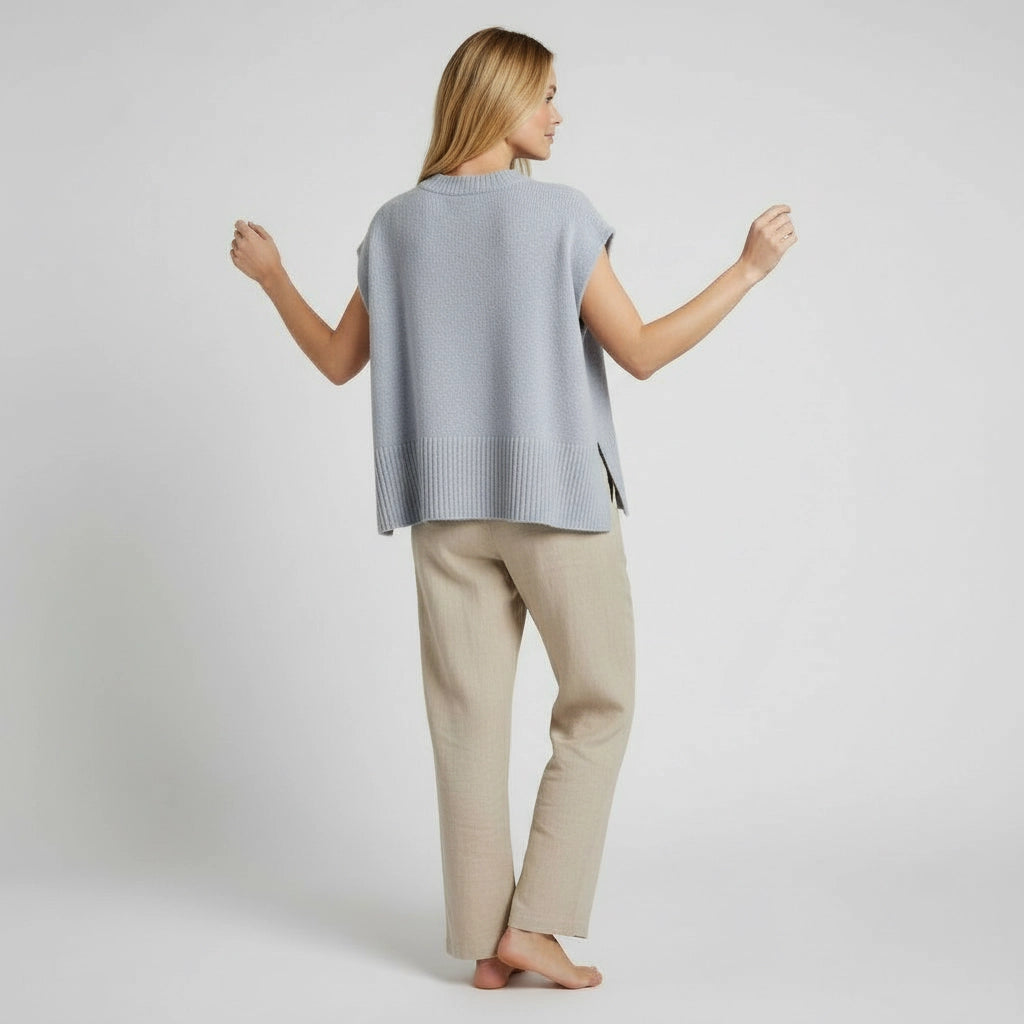 Boxy Sleeveless Sweater with Drop Shoulders