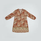 Women's Floral Shift Dress With Long Sleeves and V-neck