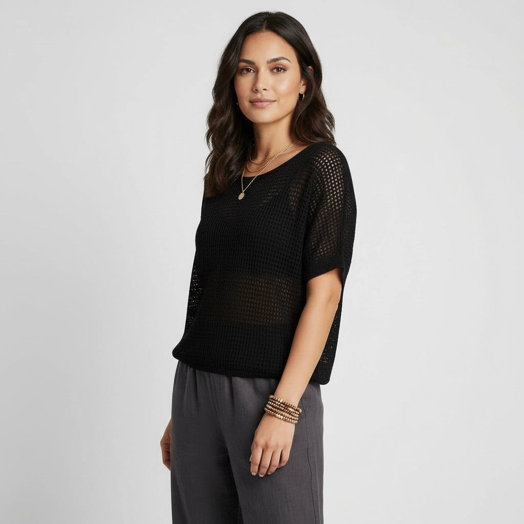 Women's Mesh Knit Boxy Top