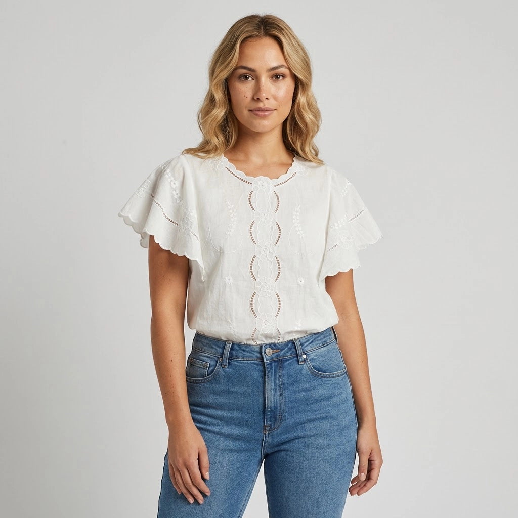 Relaxed Fit Broderie Blouse
