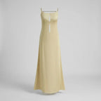 A-Line Chiffon Low Back Dress with Cutout Detail Yellow 3