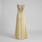 A-Line Chiffon Low Back Dress with Cutout Detail Yellow 4