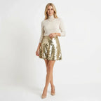 A-Line Disc Sequin Skirt Party Gold 5