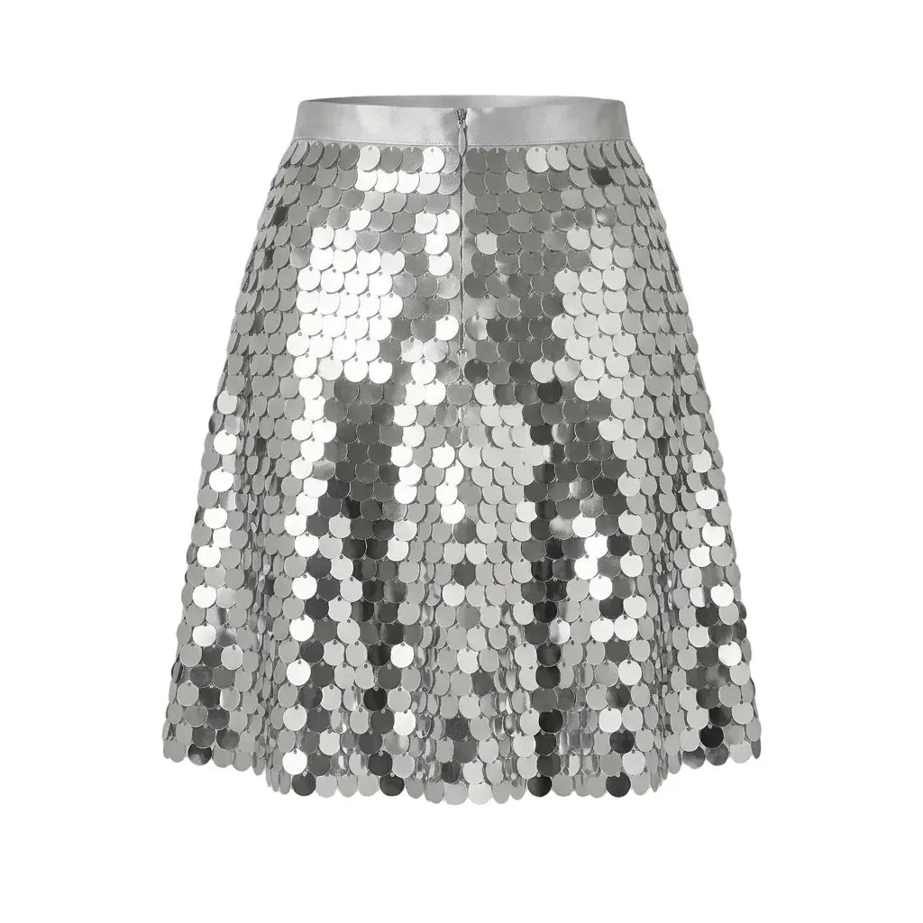 A-Line Disc Sequin Skirt Party Silver 6