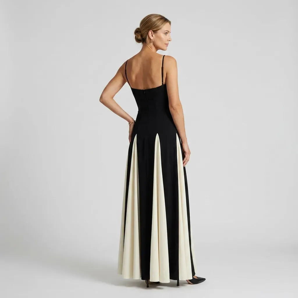 A-Line Formal Dress with Spaghetti Straps Black 3