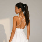 A-Line Midi Wedding Guest Dress Semi-Formal White 8