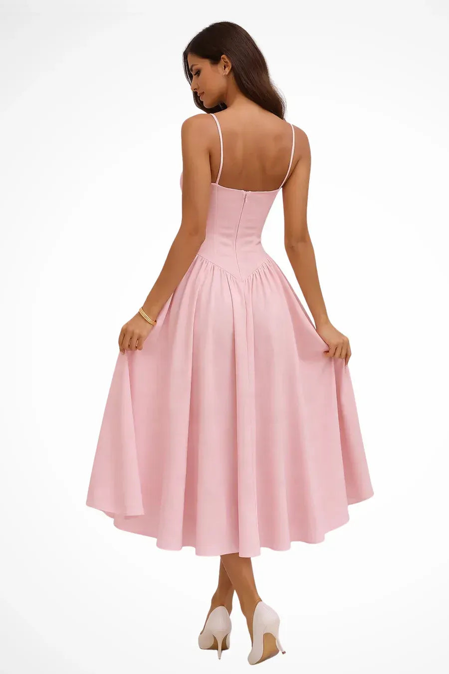 A-Line Wedding Guest Dress with Spaghetti Straps 1