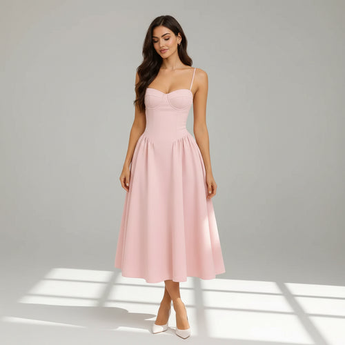 A-Line Wedding Guest Dress with Spaghetti Straps 2