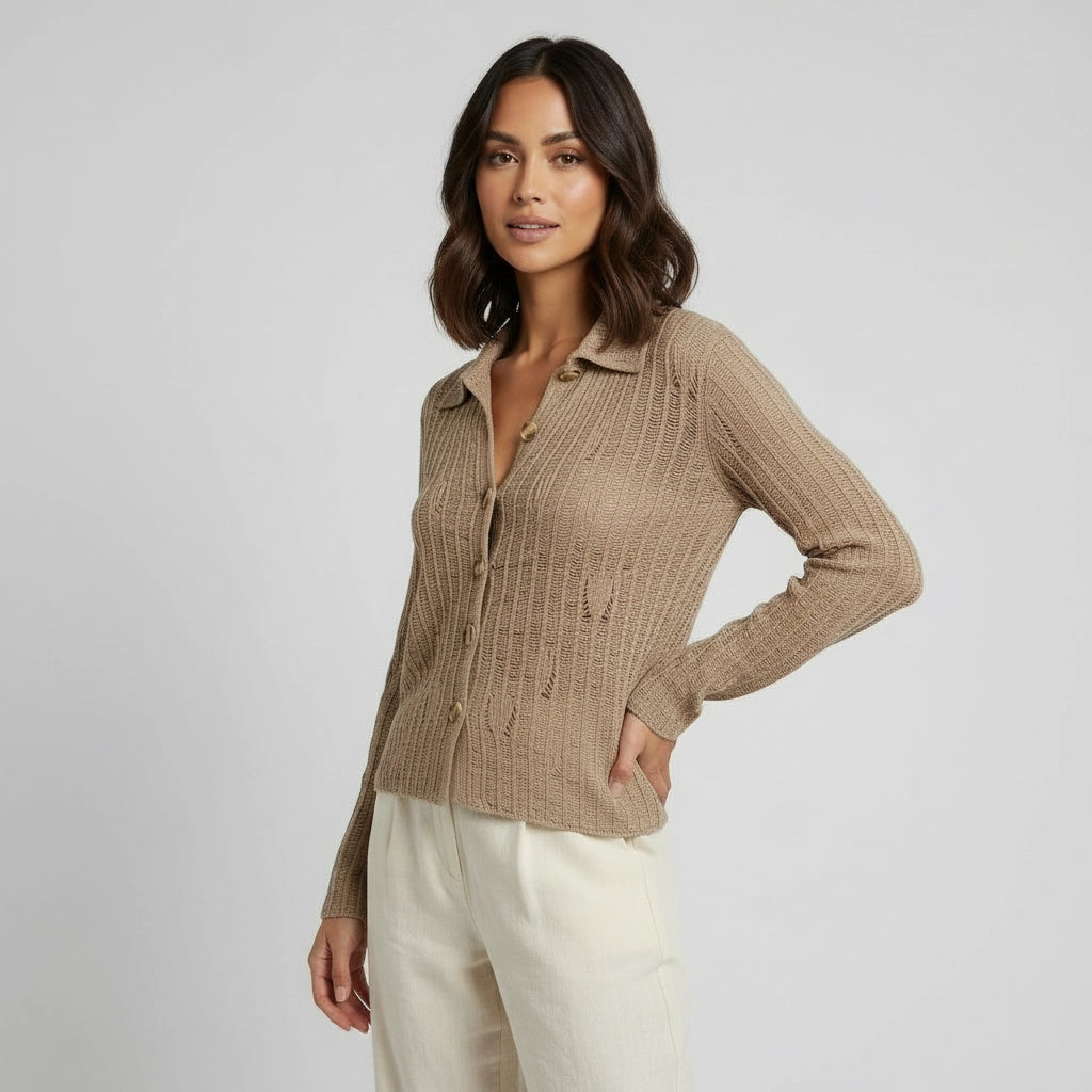 V-Neck Cable Knit Cardigan