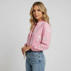 Women's Floral Embroidered Collarless Shirt