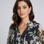 Women’s Sheer Floral Midi Dress With 3/4 Sleeves