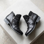 Ankle Leather Boots with Round Toe Black 2