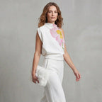 Asymmetrical One Shoulder Top with Floral Print White 2