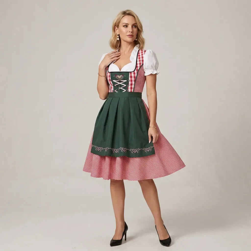Authentic Traditional Oktoberfest Dress with Bodice Detail Dark Green 5