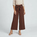 Women’s High Waist Wide Leg Striped Trousers with Tie Belt