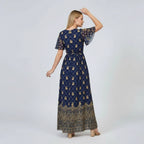 Women’s Boho Print Maxi Dress With Tie Waist