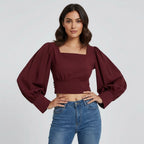 Women's Cropped Square Neck Top