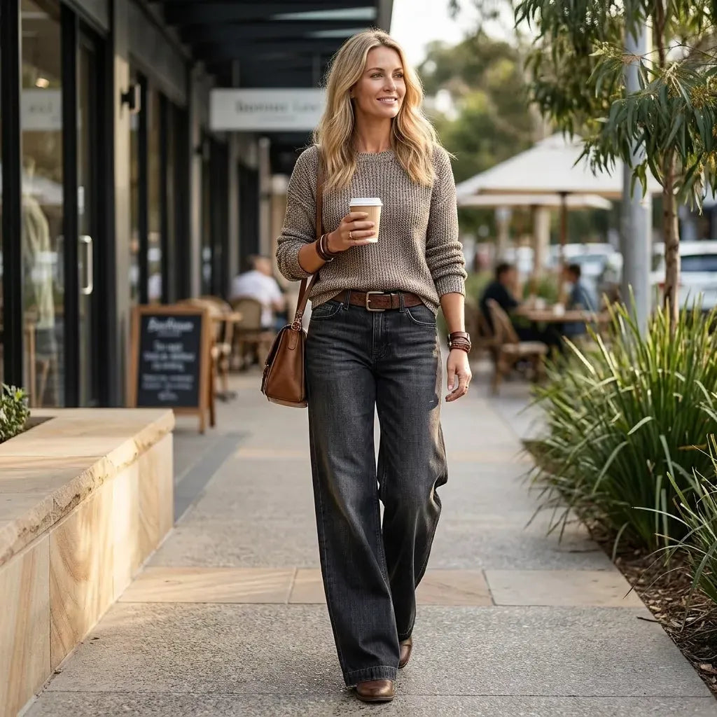 Baggy Jeans with Wide Leg and Pockets Black 1